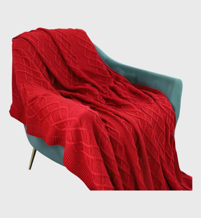 SOGA 130x180cm Throw Blanket Red Christmas Chunky Yarn Woven