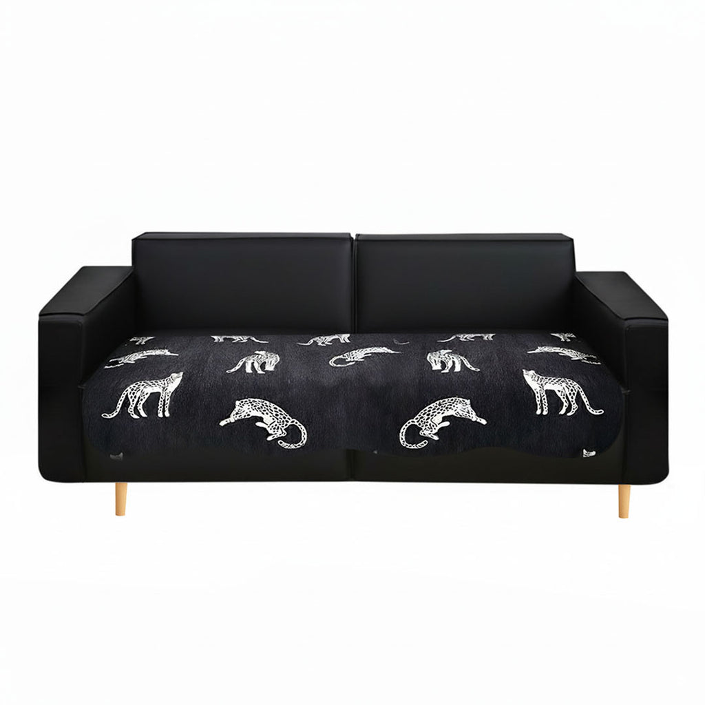 SOGA Four-Seater Black Leopard Print 90x260cm Throw Blanket Sofa Cover
