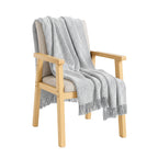 SOGA Soft  Light Beige Tassel Throw Blanket 160x200cm Soft Polyester