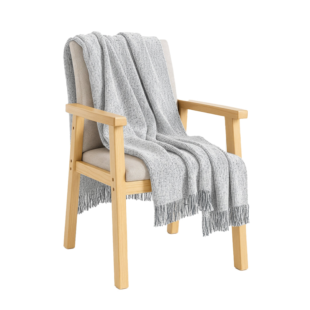 SOGA Soft  Light Beige Tassel Throw Blanket 160x200cm Soft Polyester