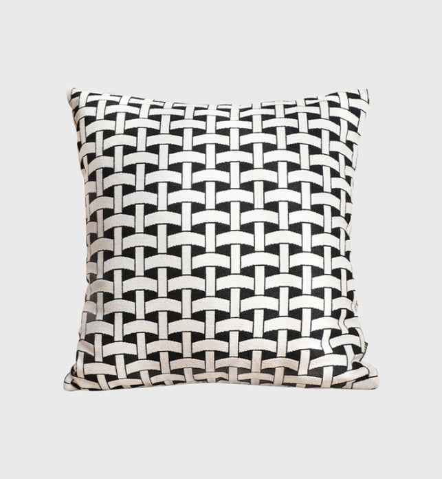 SOGA 50cm Black & White Pattern Throw Pillow Polyester Fiber Cotton