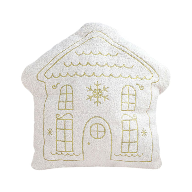 SOGA 45cm Festive White Christmas House Shaped Holiday Throw Pillow