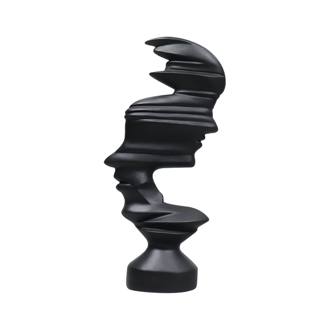 SOGA 44cm Black Dual-Face Resin Sculpture Modern Abstract Art Accent for Home Décor