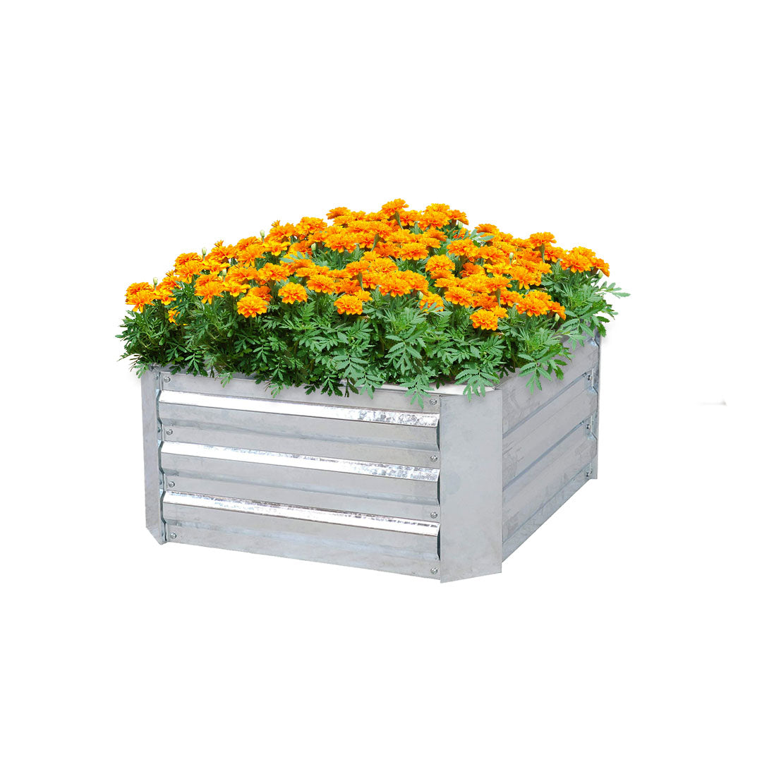 60cm Square Galvanized Raised Garden Bed Silver