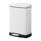 Rectangular 12L Stainless Steel Foot Pedal Recycling Bin for Garbage White