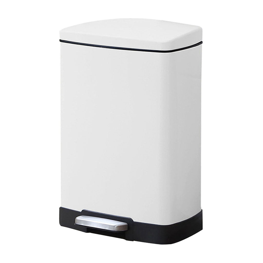 Rectangular 12L Stainless Steel Foot Pedal Recycling Bin for Garbage White