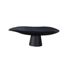 SOGA 31cm Black Ceramic Decorative Plate on Pedestal Stand