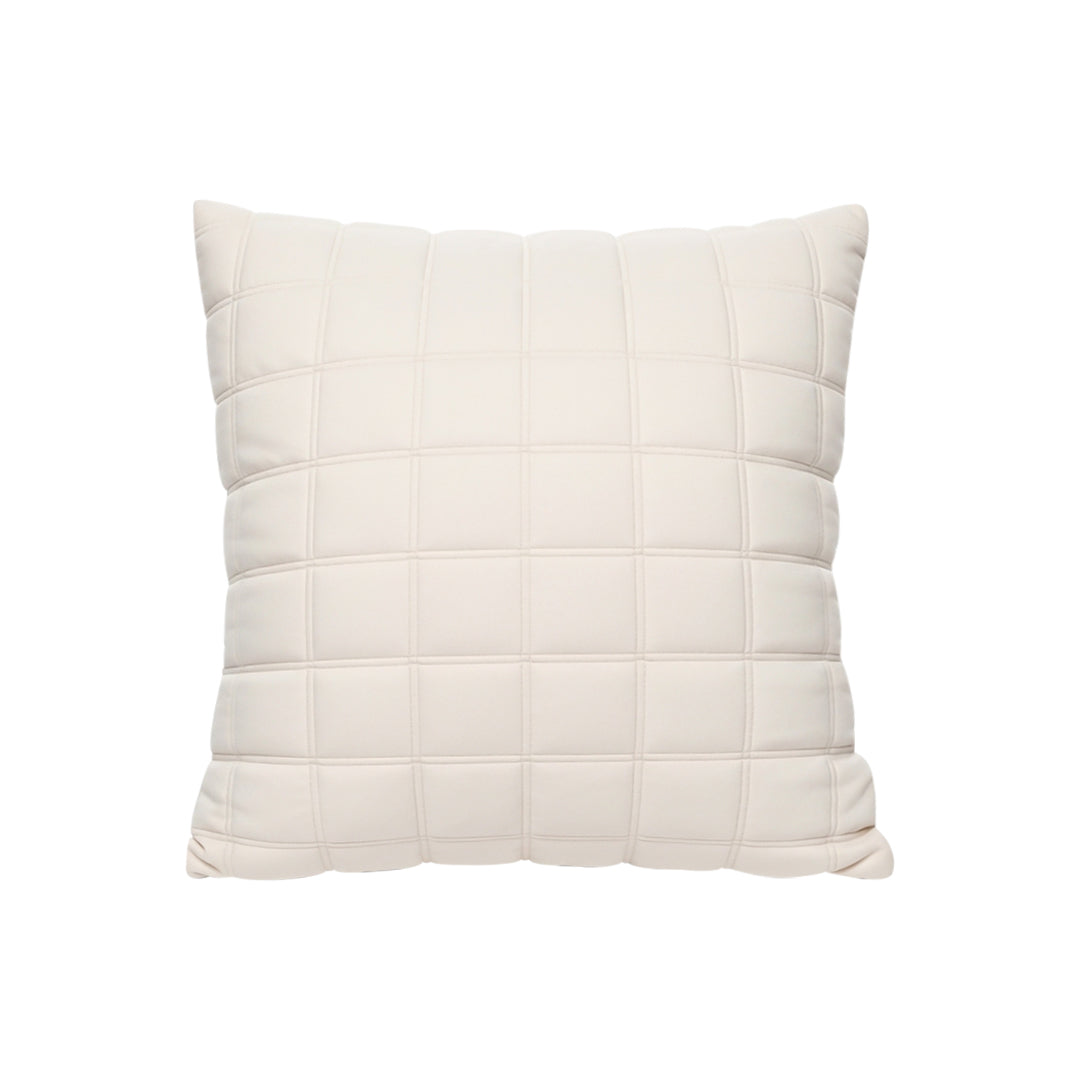 SOGA 50cm Beige Quilted Grid Pattern Decorative Throw Pillow