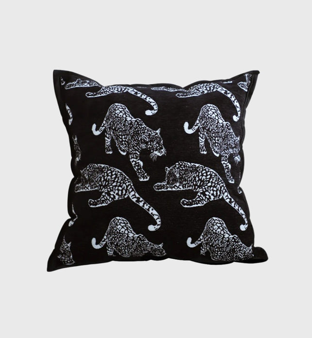 45cm Throw Pillow Black Leopard