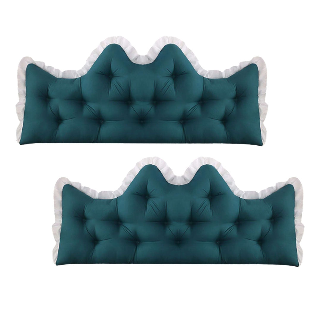 SOGA 2x150cm Crown Pillows Tufted Teal Headboard Cushion Set