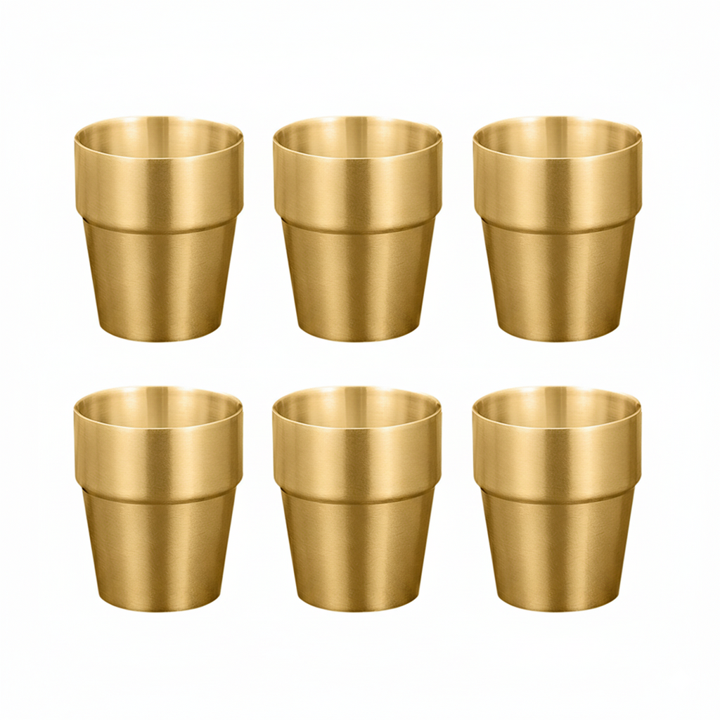 SOGA 260ml Stainless Steel Cups Set of 6 Reusable Durable Gold Drinking Tumblers