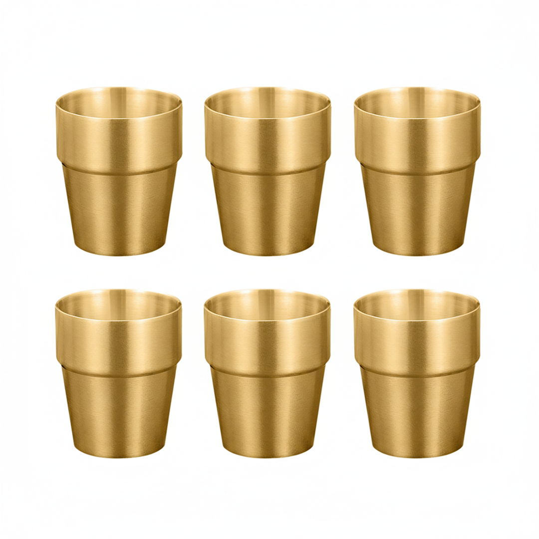 SOGA 260ml Stainless Steel Cups Set of 6 Reusable Durable Gold Drinking Tumblers