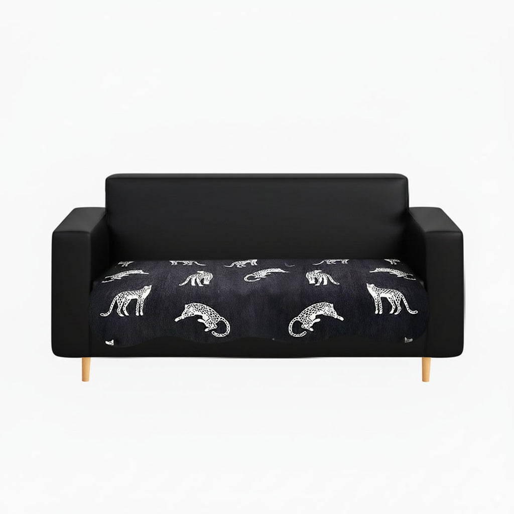 SOGA Three-Seater Black Leopard Print 90x210cm Throw Blanket Sofa Cover