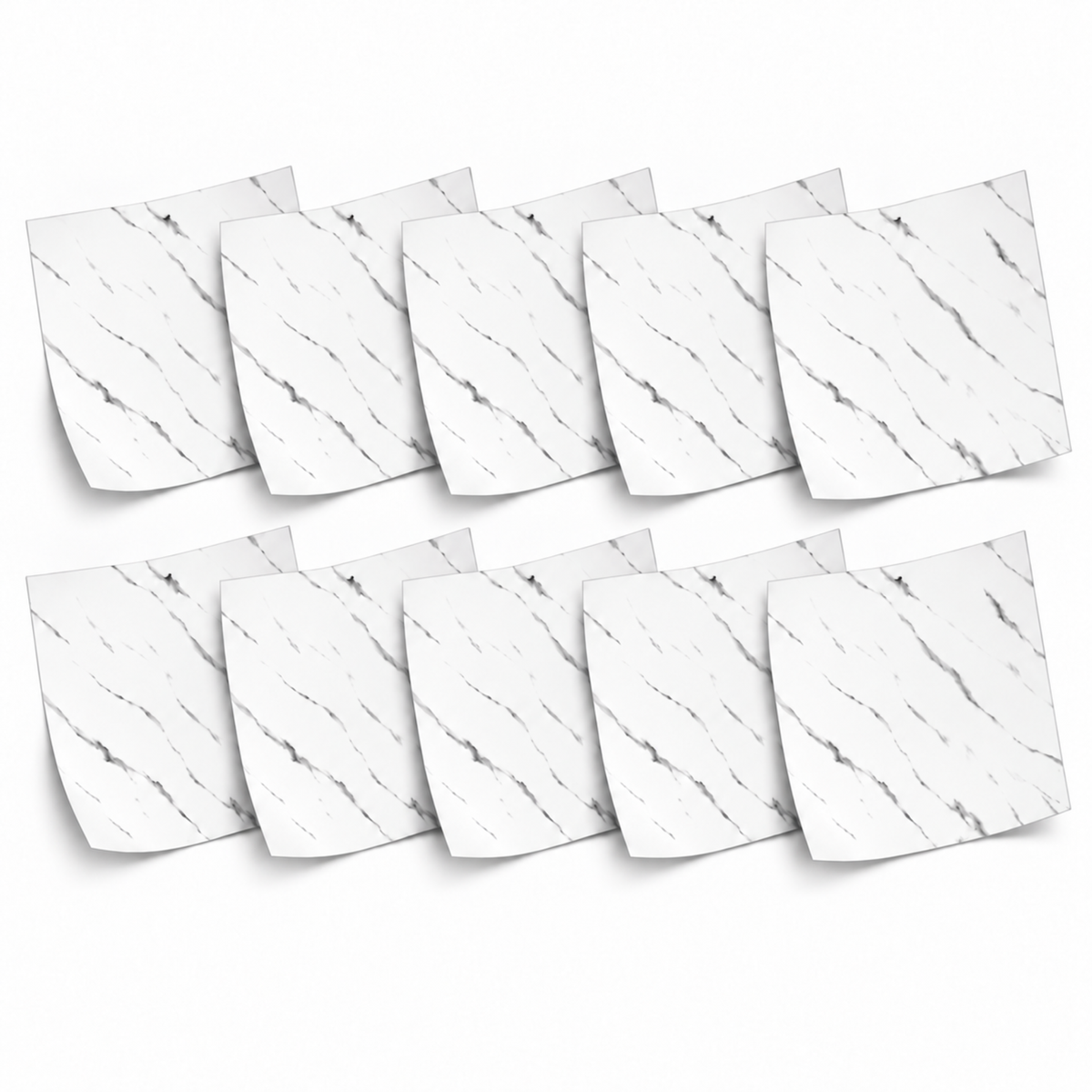 SOGA Peel & Stick Floor and Wall Tiles 60 x 60cm 10 Pack White Faux Marble