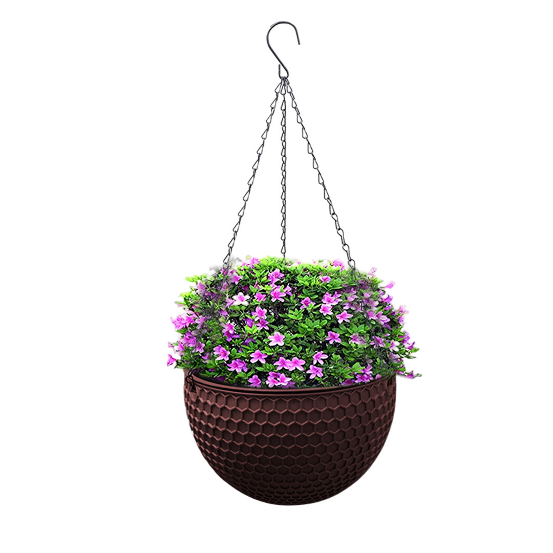 SOGA Coffee Large Hanging Resin Flower Pot Self Watering Basket Planter