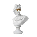 SOGA 40cm White Classical Bust Resin Sculpture with Gold Eye Mask for Modern Home Décor