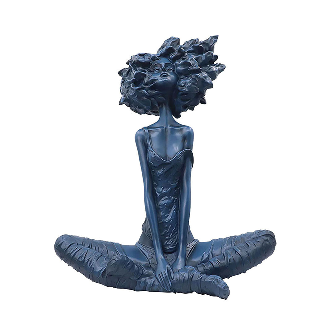 SOGA 59cm Blue Resin Sculpture Abstract Yoga Girl Design for Home Décor