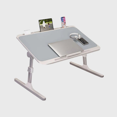 SOGA 70X45cm Grey Small Laptop Bed Portable Foldable Study Table Adjustable