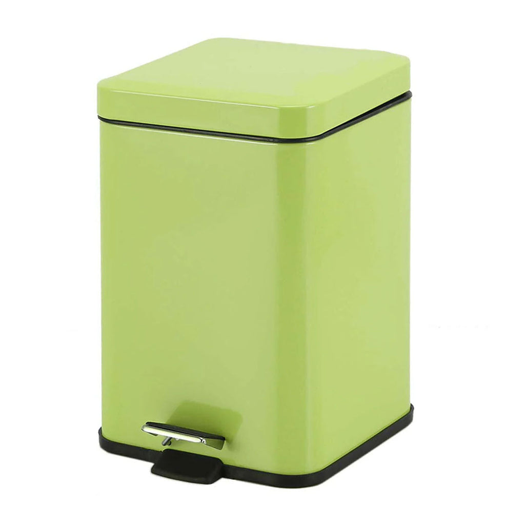 Foot Pedal Stainless Steel Trash Bin Square 6L Green