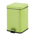 Foot Pedal Stainless Steel Trash Bin Square 6L Green