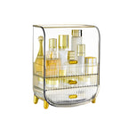 3 Tier Transparent Multifunctional Countertop Cosmetic Storage Drawer Type Organiser