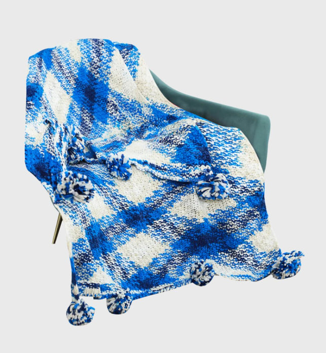 90x200cm Throw Blanket  Blue Deep Sea Gradient Dyed Art