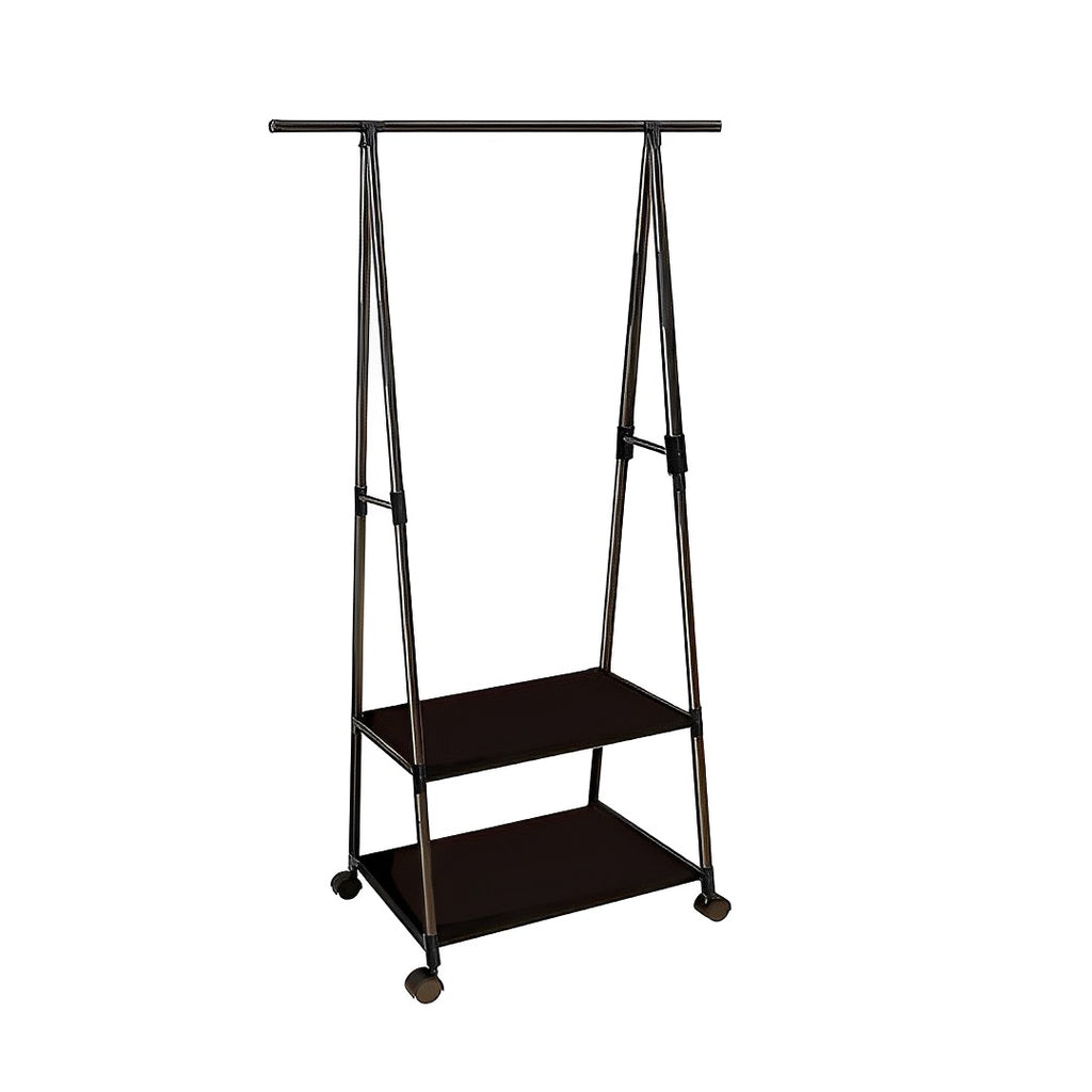 2-in-1 Organiser Clothes Shoe Rack Storage with Wheels Black