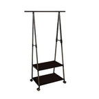 2-in-1 Organiser Clothes Shoe Rack Storage with Wheels Black