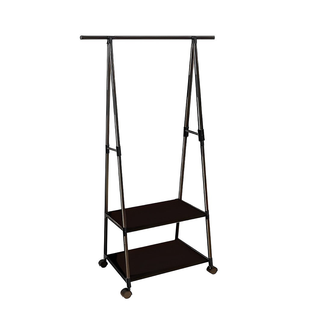 2-in-1 Organiser Clothes Shoe Rack Storage with Wheels Black