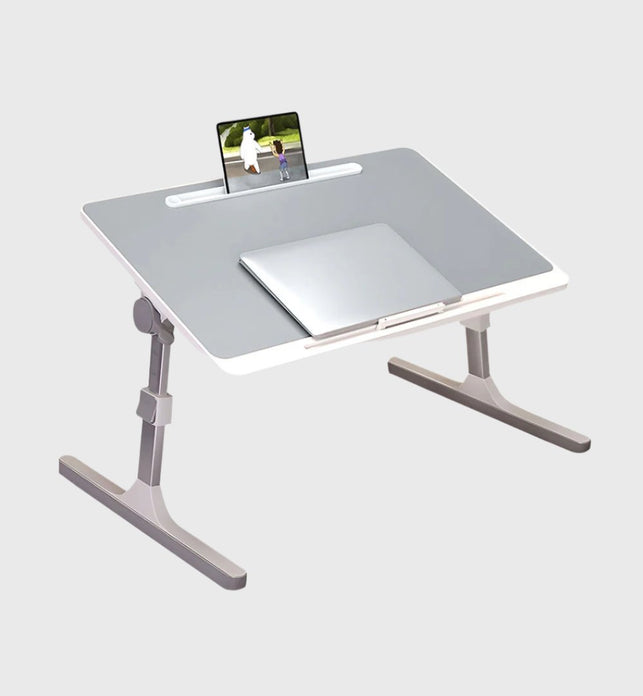 SOGA 60X40cm Grey Small Laptop Bed Portable Foldable Study Table Adjustable