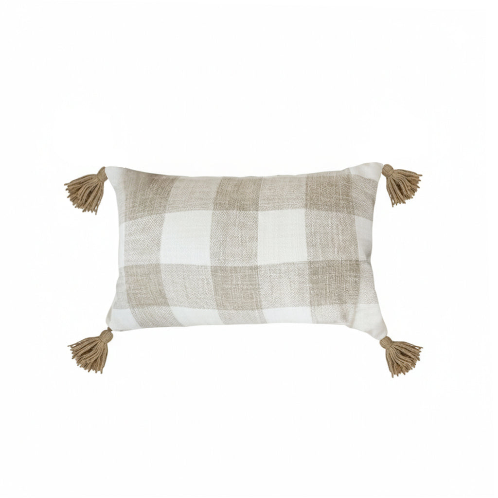 SOGA 30CM Pillow Lumbar Cover Decorative Plaid Farmhouse Cushion Throw Pillow