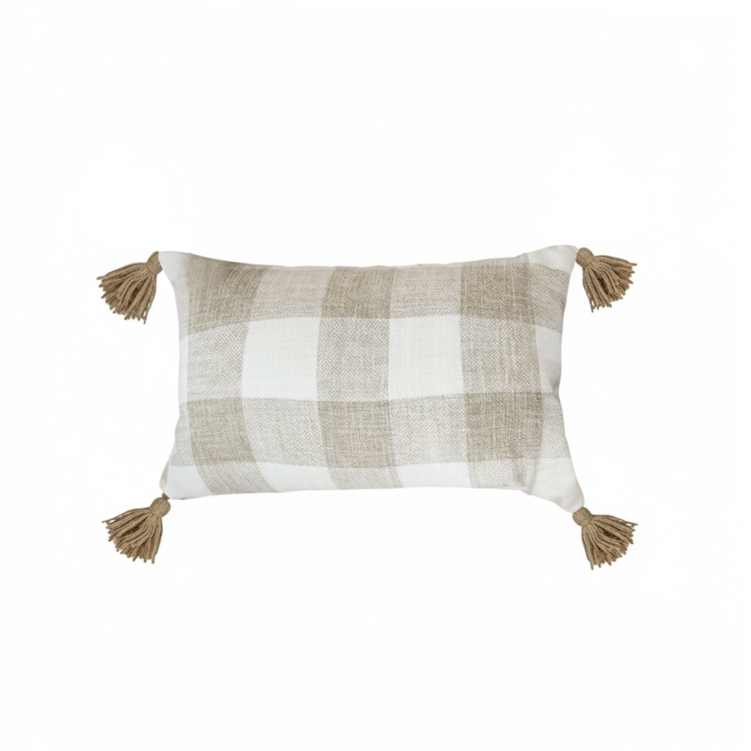 SOGA 30CM Pillow Lumbar Cover Decorative Plaid Farmhouse Cushion Throw Pillow