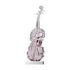 SOGA 58cm Transparent Crystal Violin Fiberglass Sculpture with Artificial Marble Base for Modern Home Décor