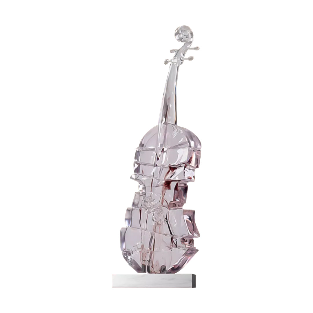 SOGA 58cm Transparent Crystal Violin Fiberglass Sculpture with Artificial Marble Base for Modern Home Décor