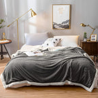 Grey Throw Blanket Warm Cozy Double Sided