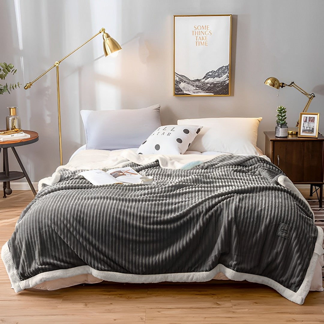 Grey Throw Blanket Warm Cozy Double Sided