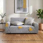 High Stretch 2-Seater Geometric Print Sofa Slipcover