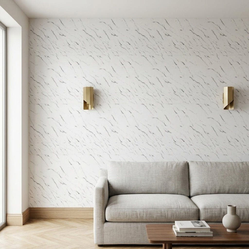 SOGA Peel & Stick Floor and Wall Tiles 60 x 60cm 10 Pack White Faux Marble