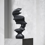 SOGA 44cm Black Dual-Face Resin Sculpture Modern Abstract Art Accent for Home Décor
