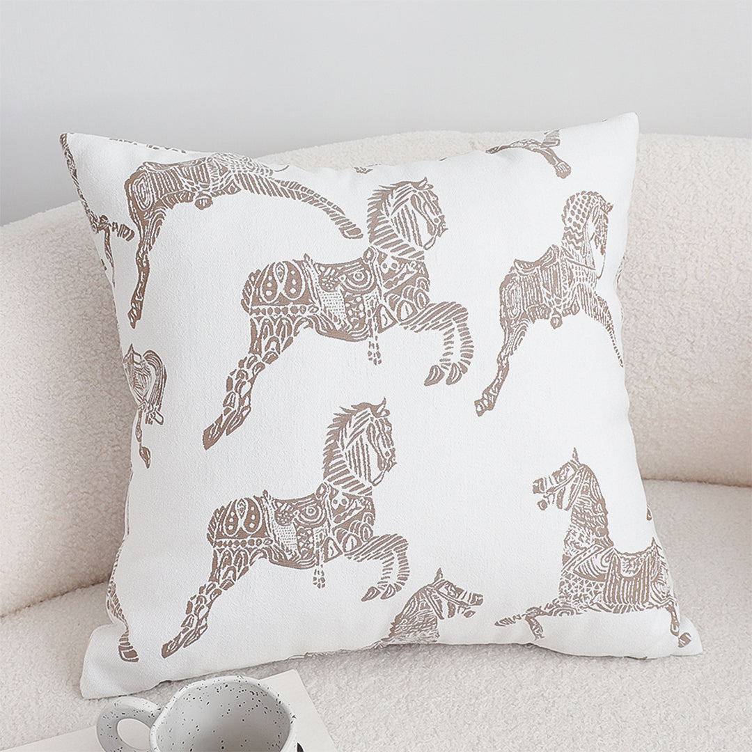 SOGA 50cm White Decorative Horse Pattern Cushion Throw Pillow