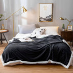 Black Throw Blanket Warm Cozy Double Sided Thick Flannel