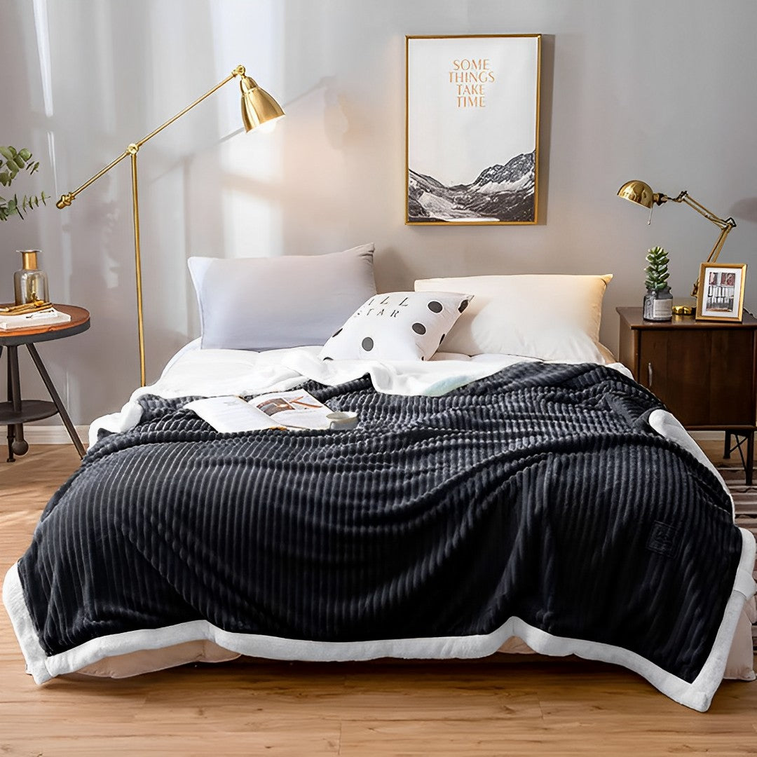 Black Throw Blanket Warm Cozy Double Sided Thick Flannel