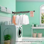 127.5cm Wall-Mounted Clothing Dry Rack Retractable Hanger