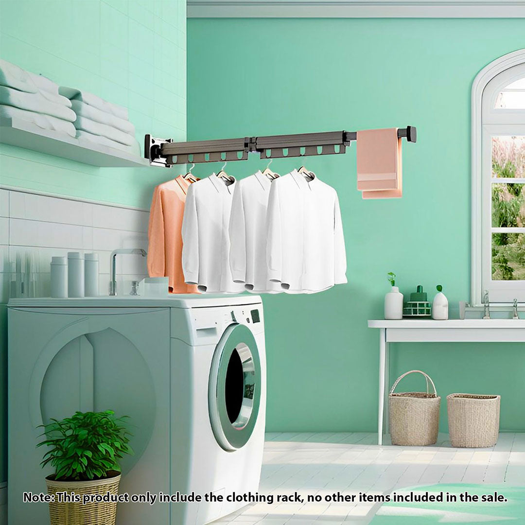 127.5cm Wall-Mounted Clothing Dry Rack Retractable Hanger