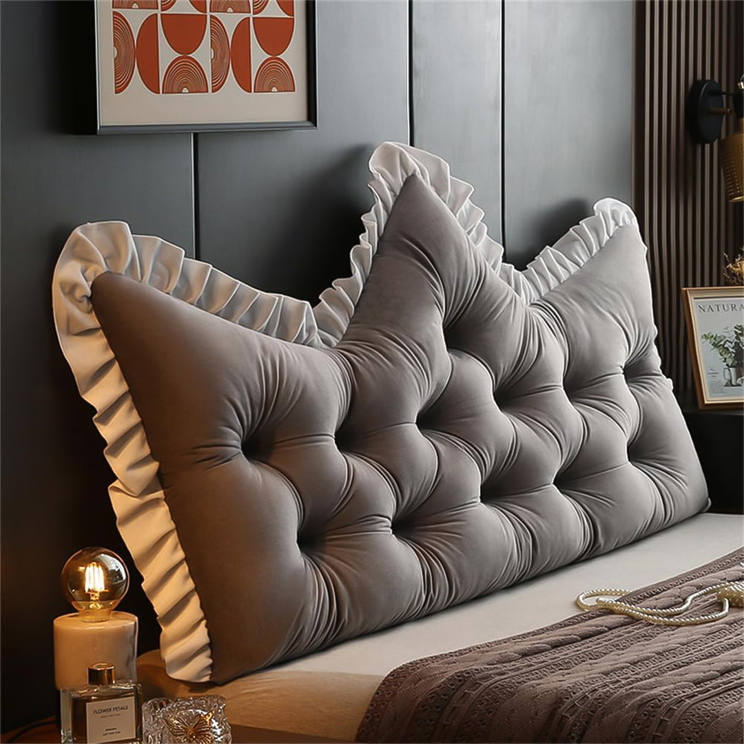 SOGA 150cm Crown Pillow Tufted Grey Headboard Cushion for Bed