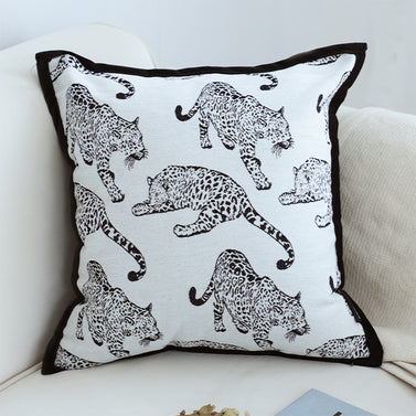 45cm Throw Pillow White Leopard