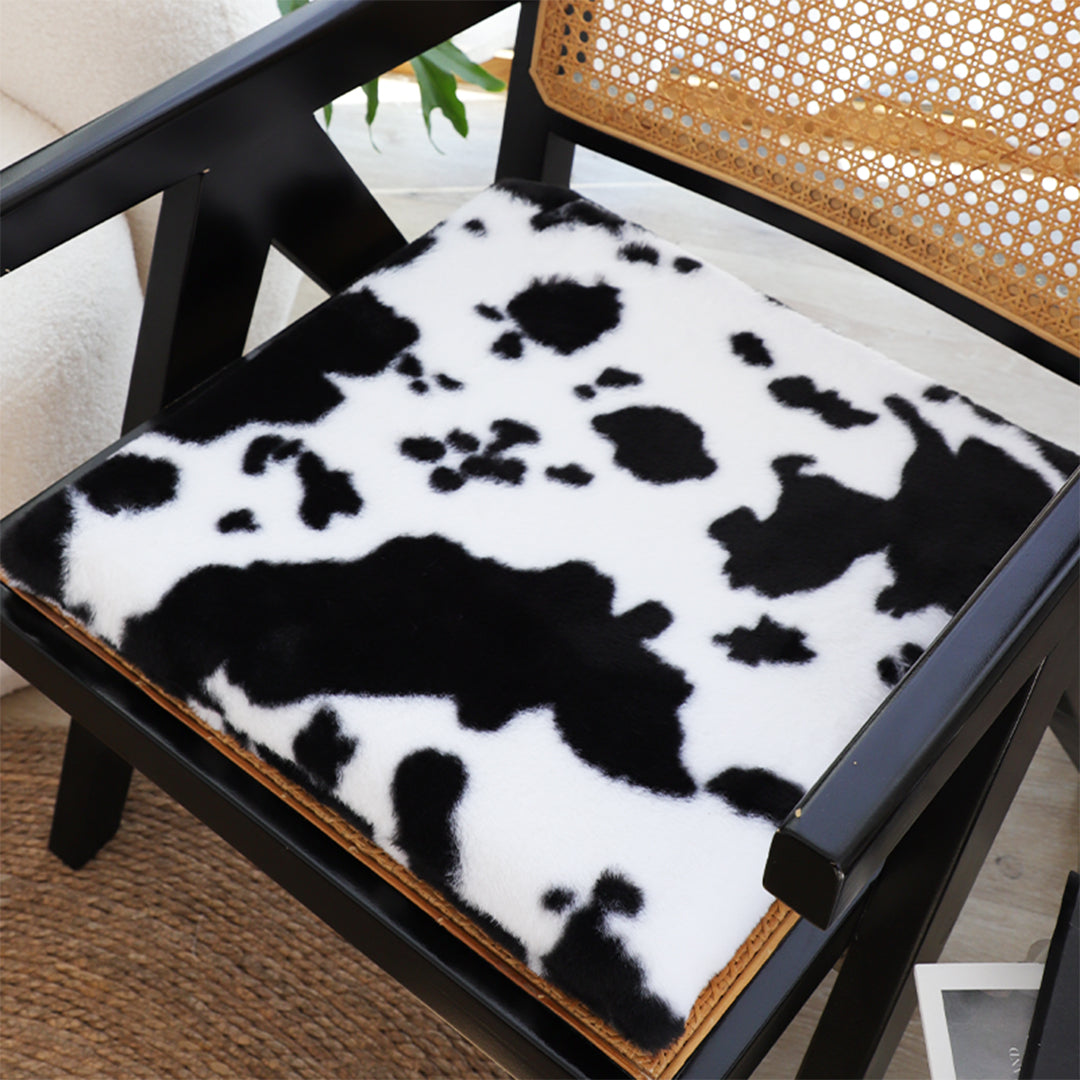 SOGA Black Cow Print Square Cushion Soft Leaning Plush Backrest Throw Seat Pillow
