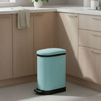 Foot Pedal Stainless Steel Trash Bin 10L U Blue