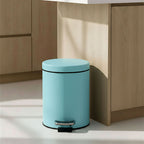 Foot Pedal Stainless Steel Trash Bin Round 7L Blue