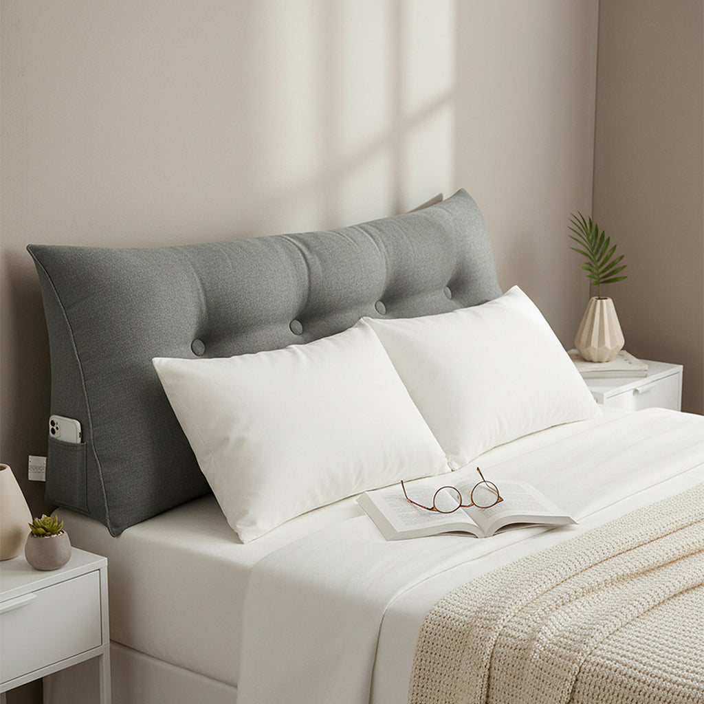 SOGA 120cm Grey Wedge Bed Cushion